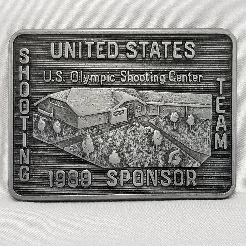 Vintage Belt Buckle 1989‎ US Olympic Shooting Center Shooting Team 1989 Sponsor